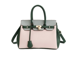 Bolsa Feminina de Ombro Pu com Grande Capacidade Estilo Color Blocking One Size Rosa