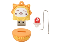 Pen Drive Usb Para Música No Carro (armazena Música, Para Uso Em Celular) Pen Drive Usb 2.0 Laranja Em Pvc Com Desenho De Gato Cartoon