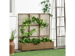 Vaso Para Flores Com Treliça, Resistente A Intempéries, Polivime, 103 X 103 X 29 Cm, Cor Areia