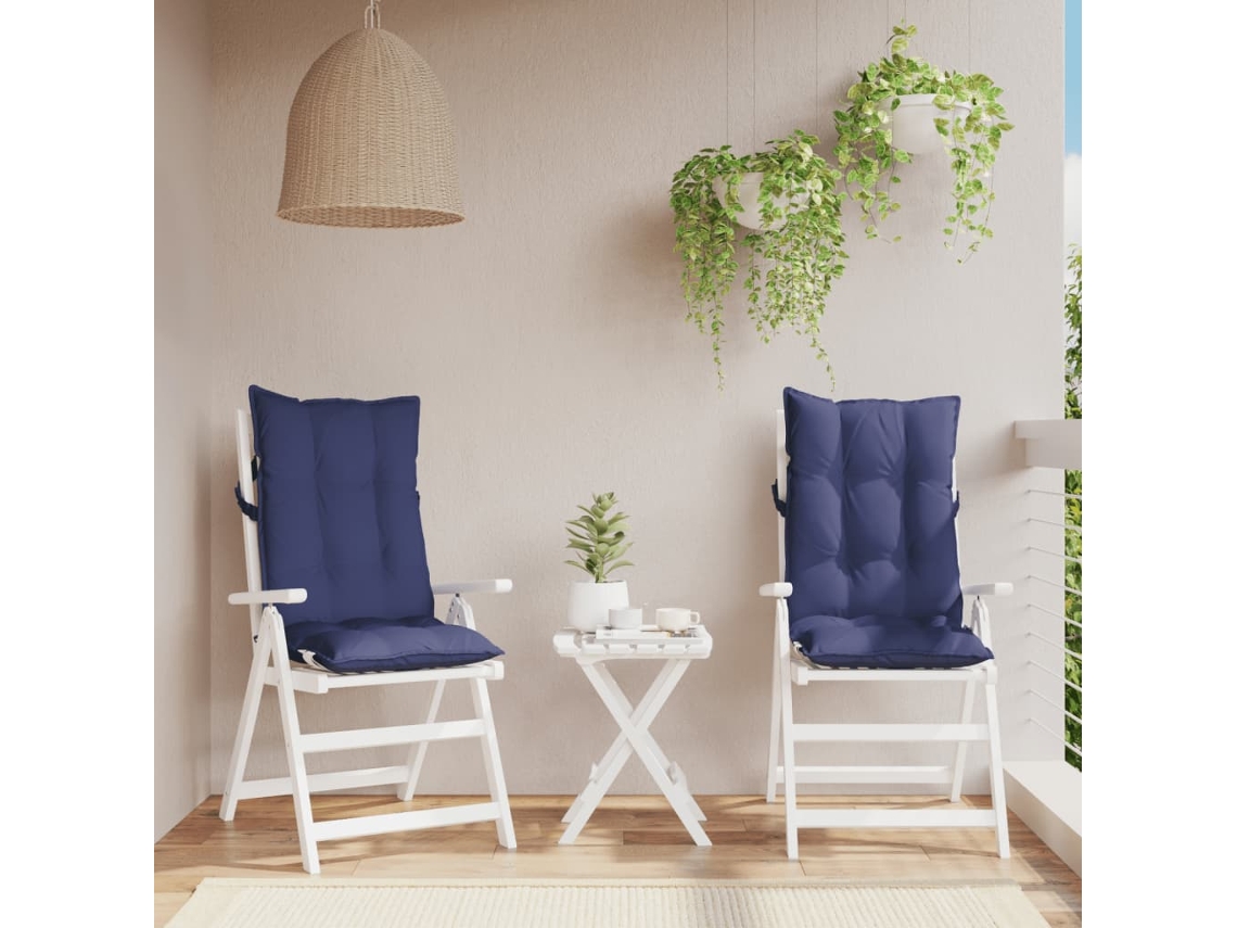 Almofadões Cadeira Encosto Alto 2pcs Tecido Oxford Azul Marinho Dkd Home Decor