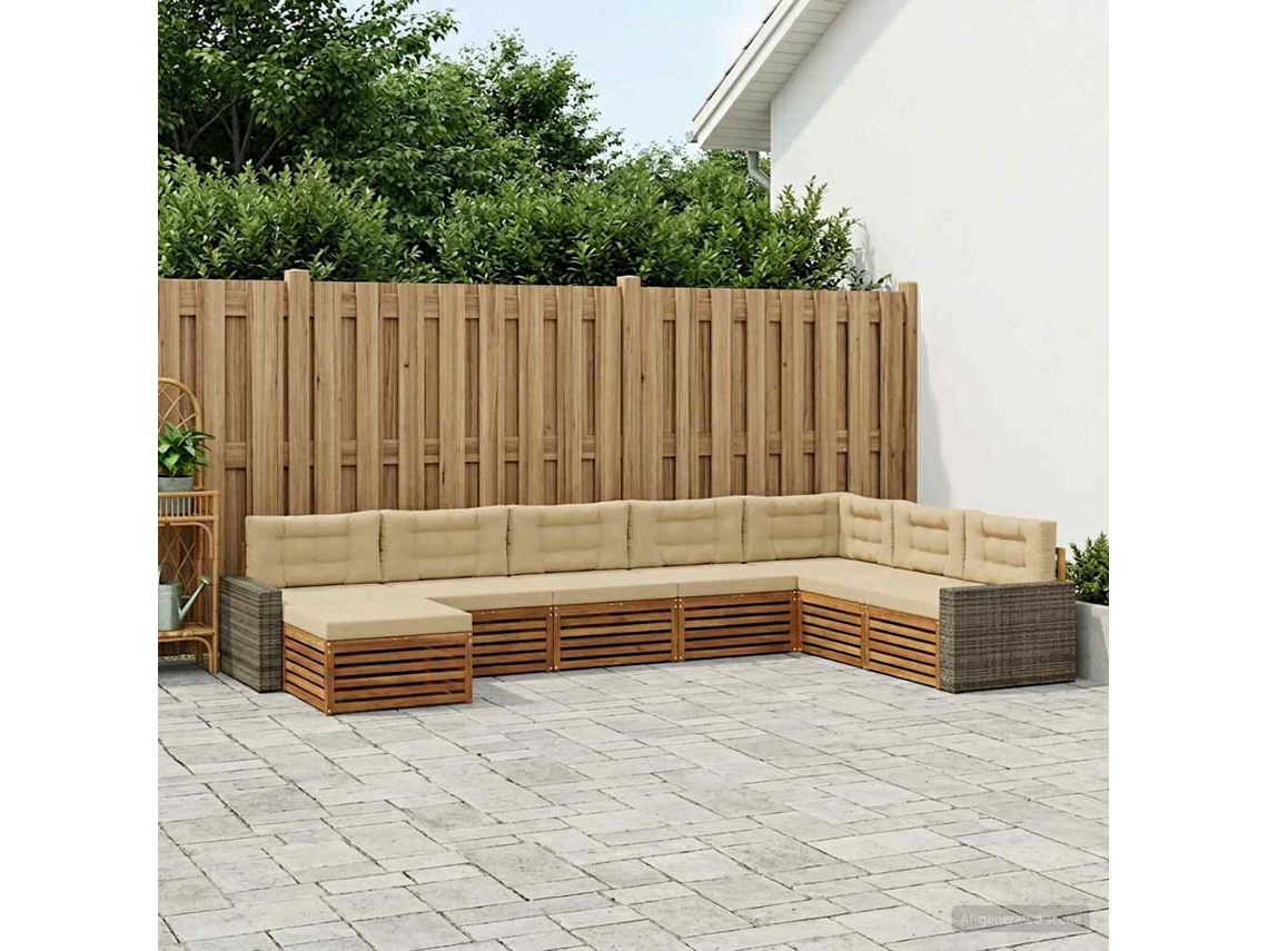 Vidaxl Conjunto De Sofás Para Exterior 8 Unid. Natural E Bege