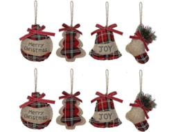 Enfeites Rústicos Para Árvores De Natal 8 Peças De Decorações De Estopa Xadrez Vermelha E Verde Olysi Shop