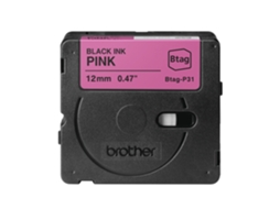  Fita Doméstica BROTHER BTAGP31 Preto sobre Rosa 