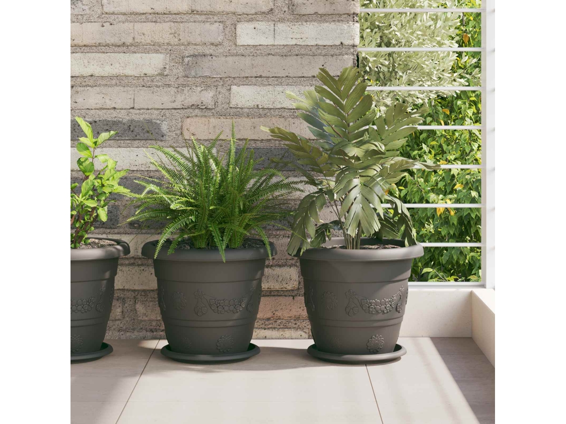Vidaxl Vasos De Plantas 24 Unid. Preto Ø 26 X 21.5 Cm Plástico