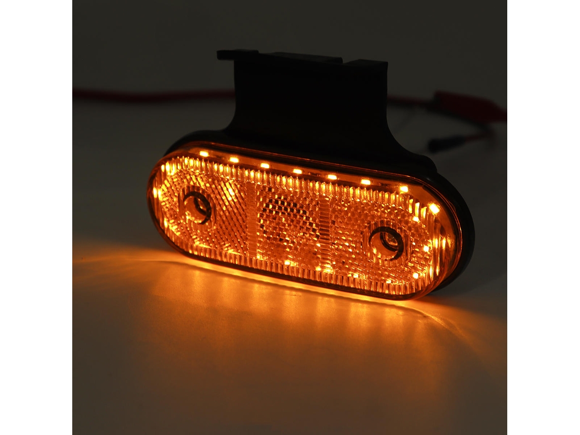 Luzes de sinalização lateral em LED 12V/24V, 20 lâmpadas refletoras, âmbar, com suporte para caminhão e reboque.
