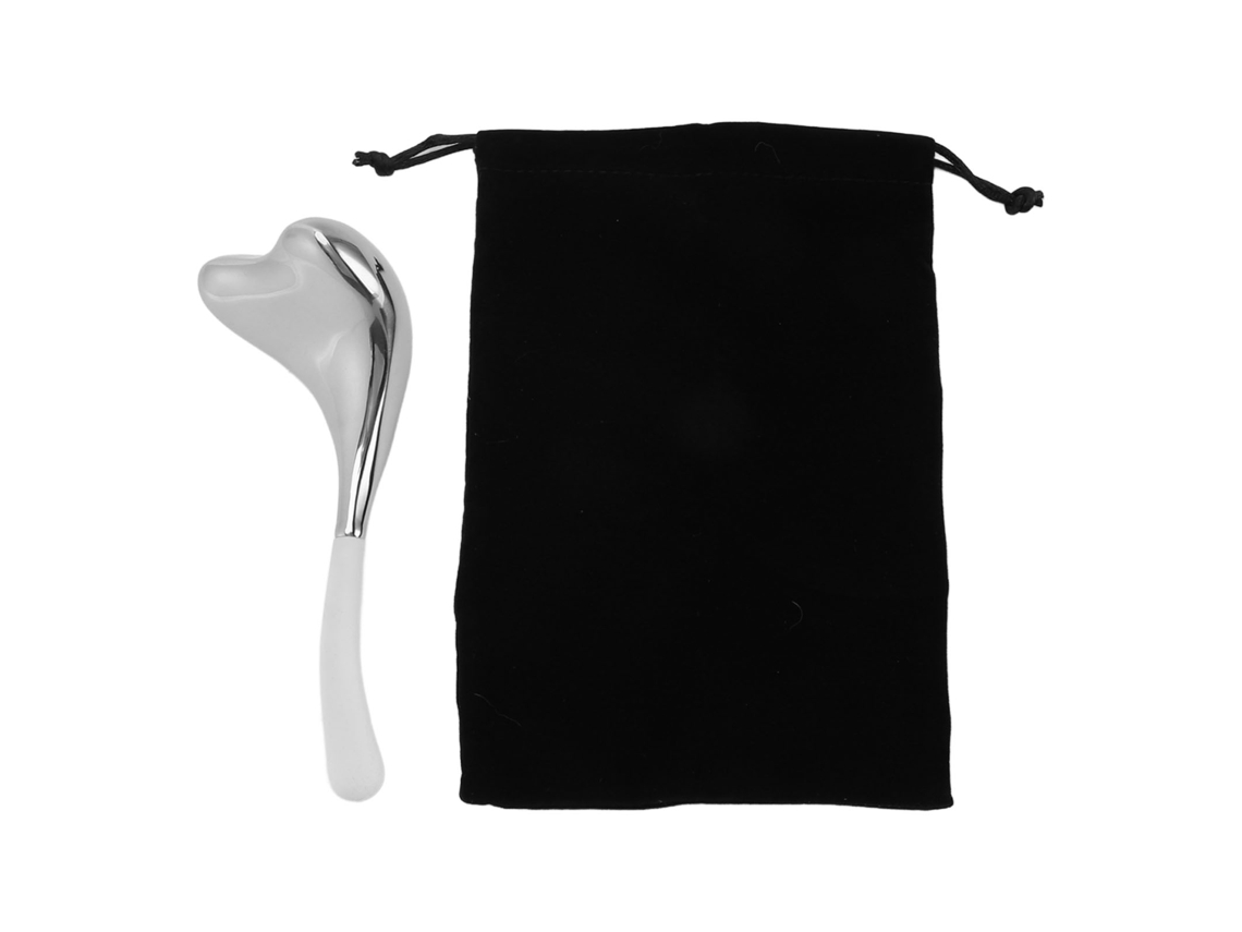 Bastão de crioterapia Gua Sha em aço inoxidável com globo de gelo para cuidados faciais e oculares.