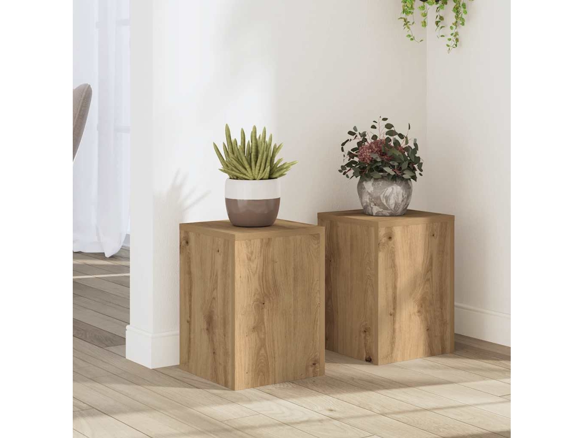 Vidaxl Suportes P/ Plantas 2 Pcs 25x25x35 Cm Derivados De Madeira