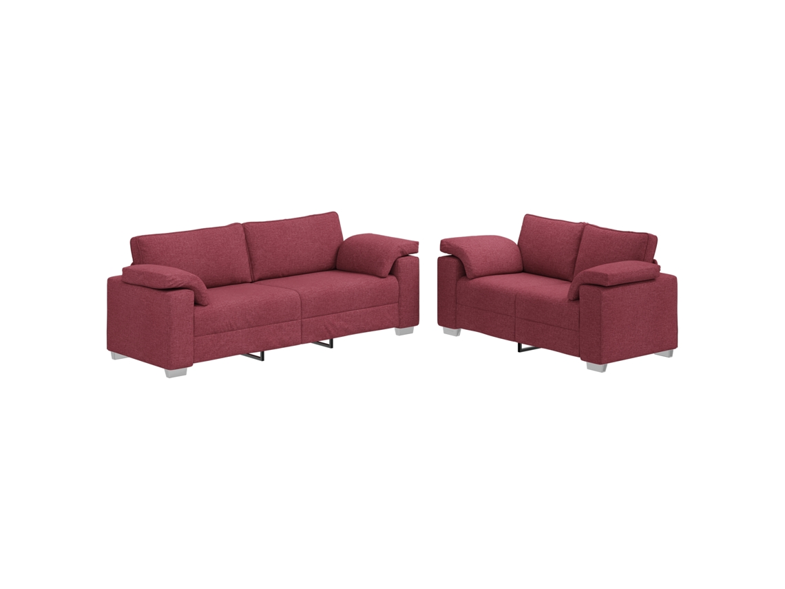 Conjunto 2 Sofá De Tecido Vidaxl Vermelho Tecido (219 X 80 X 82 Cm)