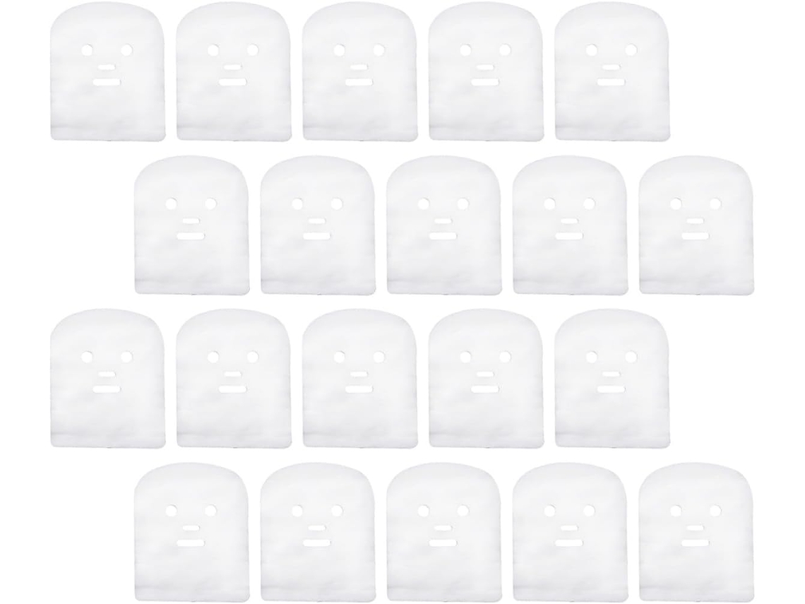 100 máscaras faciais pré-cortadas em gaze de algodão branco, formato de máscara.