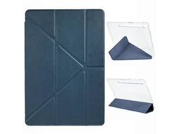 Capa de couro PU transparente com suporte de origami para Samsung Galaxy Tab S10 Fe, azul escuro Hengrongshen