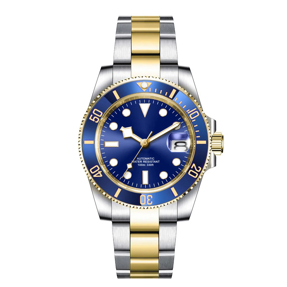 Relógio Masculino Automático Mecânico (azul) De 40 Mm, Resistente À Água Até 100 M, Com Cristal De Safira.