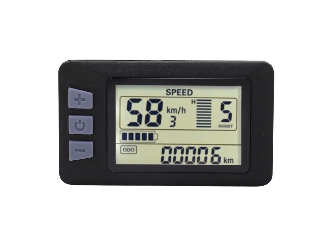 Painel LCD para Bicicleta Eléctrica 24v 36v 48v 60v com Cabo Impermeável 6pin S/MARCA