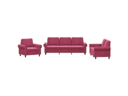 Conjunto de 3 sofás com almofadões veludo vermelho tinto MAISON EXCLUSIVE