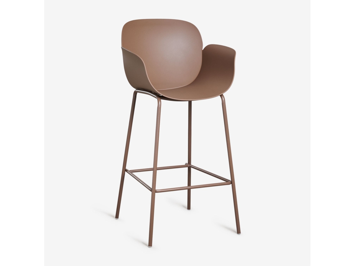 Sklum Pack De 2 Bancos Altos Em Polipropileno E Aço Lynette Polipropileno Castanho Caramelo         ↑75 Cm