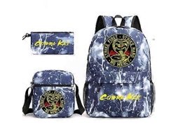 Conjunto De Três Peças Cobra Kai Mochila, Estojo E Bolsa Ombro 16 Aquaforge