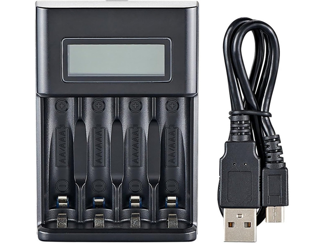 Carregador De Pilhas Aa ? 4 Slots, Alta Velocidade Com Lcd | Orysin