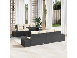 Vidaxl Conjunto De Sofás 8 Unid. Preto E Creme Vime Pe
