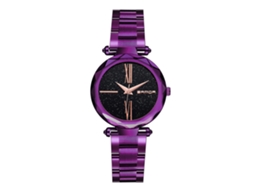 Relógio de Pulso Feminino Sanda de Quartzo com Pulseira de Aço em Roxo