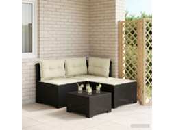 Vidaxl Sofá De Jardim 3 Lugares Com Almofadas Visual Rattan Pp