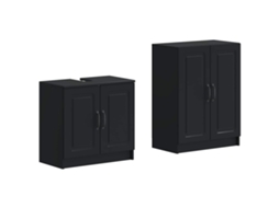 Vidaxl Conjunto De Armário De Banheiro Com 2 Peças Utrecht Preto