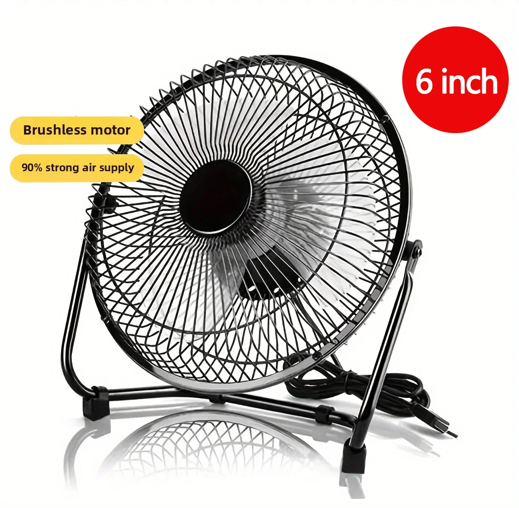 Ventilador De Mesa Usb 4/6/8 Polegadas Com 2 Velocidades Ajustáveis, 4 Pás E Rotação De 360°, Portátil E Elétrico Para Uso Doméstico