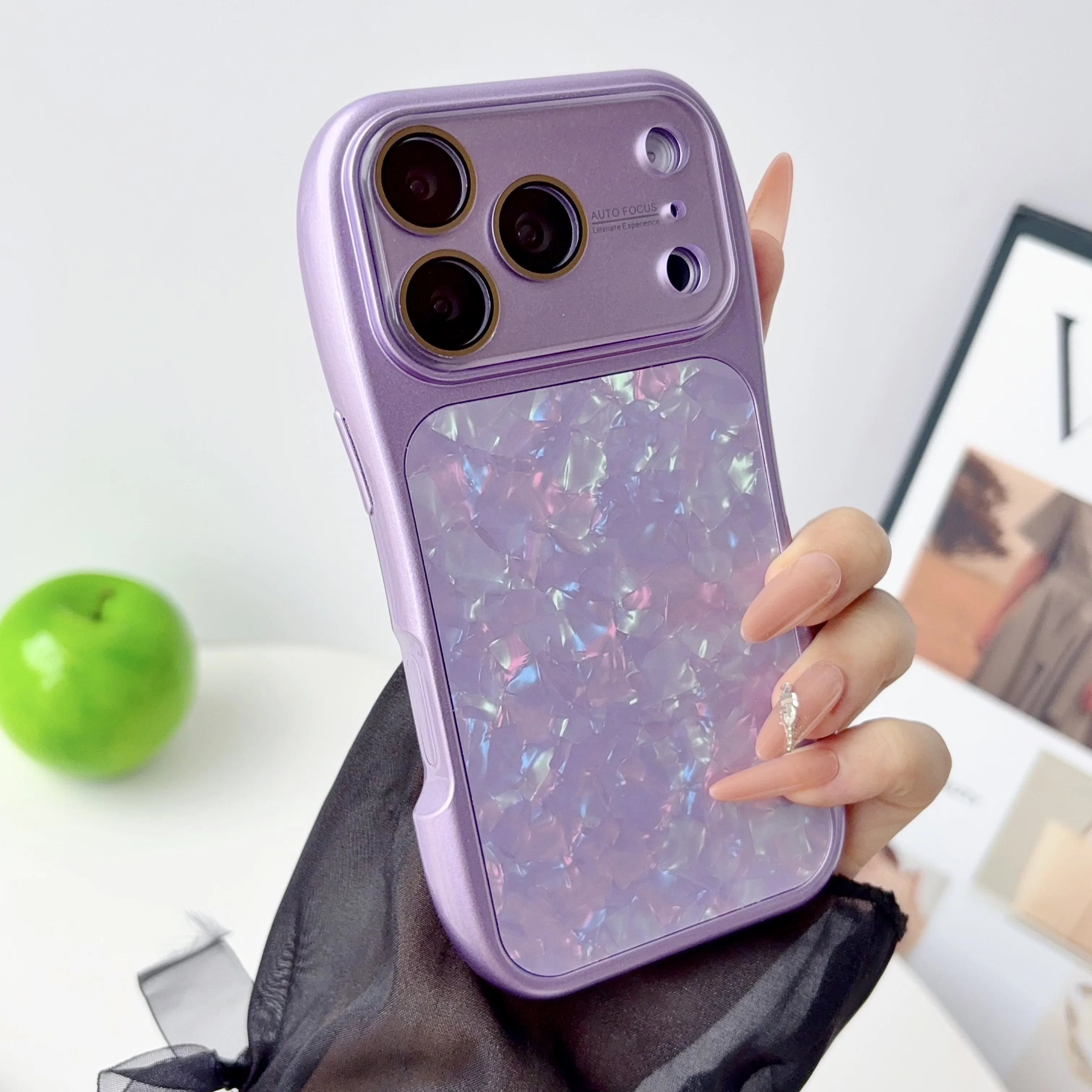 (roxo Claro, Iphone 15 Pro Max) Capa Rígida Fosca, Material Pctpu, Resistente A Impactos, Com Clipe Para Cinto.