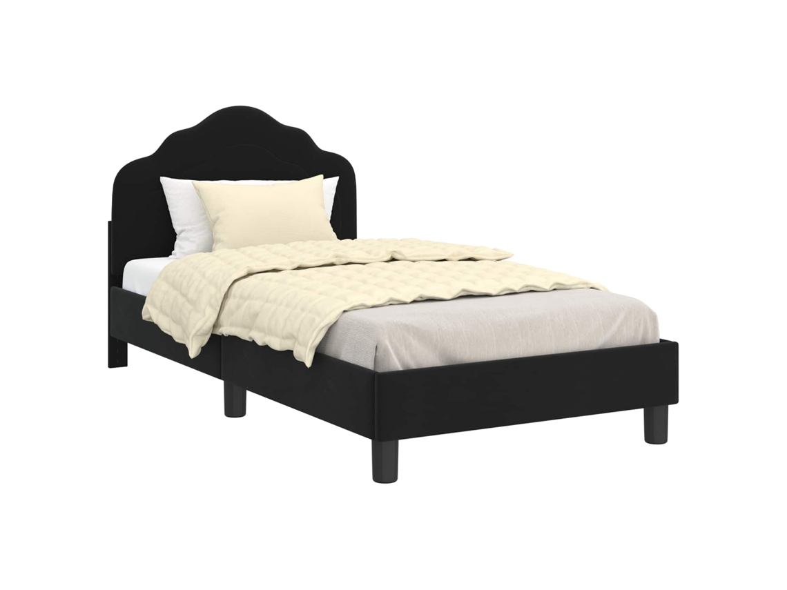 Cama De Solteiro | Camas Para Quarto | Estrutura De Cama Infantil Com Cabeceira Preto 80 X 160 Cm