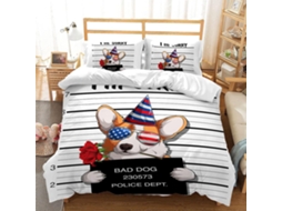 Conjunto de Cama com Estampa Cachorro em Microfibra Fronha 135x200cm