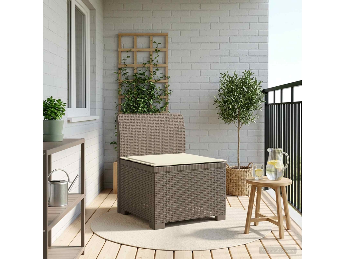 Vidaxl Sofá De Jardim 1 Lugar Com Almofada Look Rattan Pp