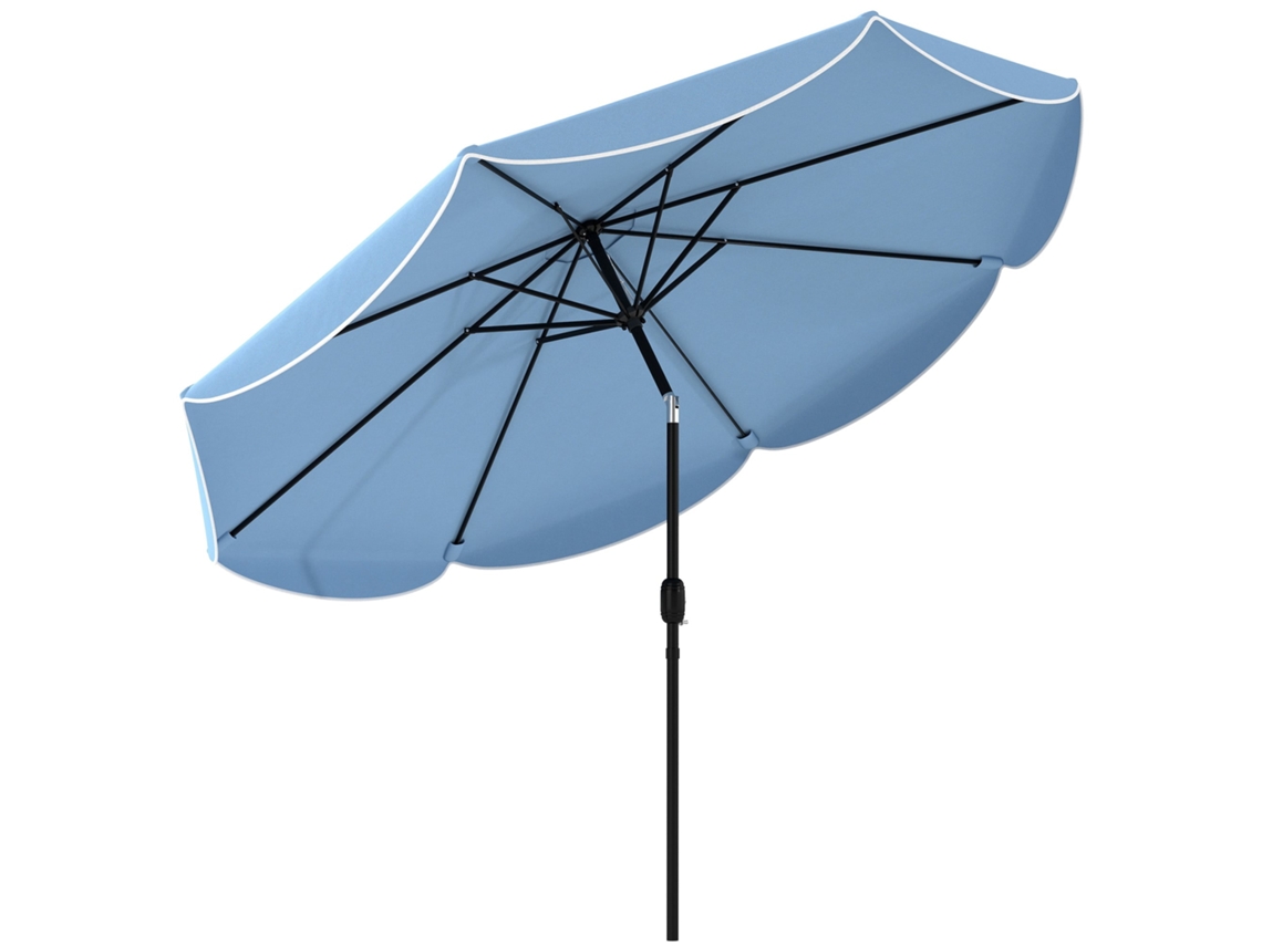 Guarda-sol Redondo Com 8 Varetas E Manivela, Ø265x235h Cm, Azul Celeste