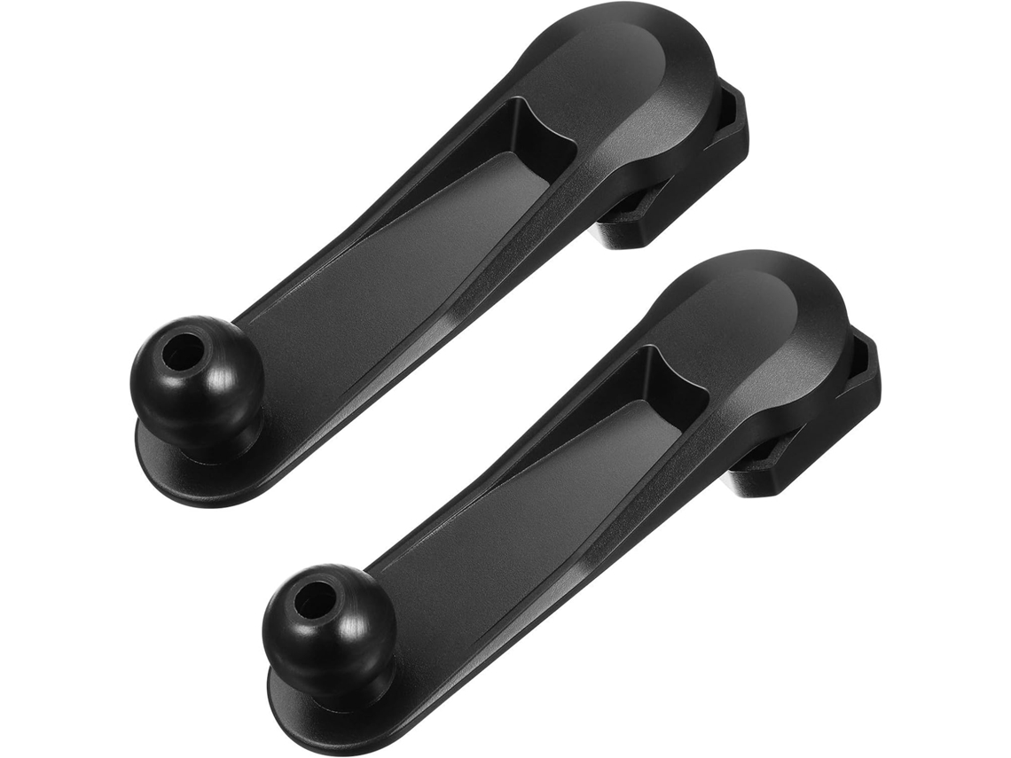 Braços extensíveis de plástico em duas peças para suporte de celular e tablet, com ângulo ajustável.