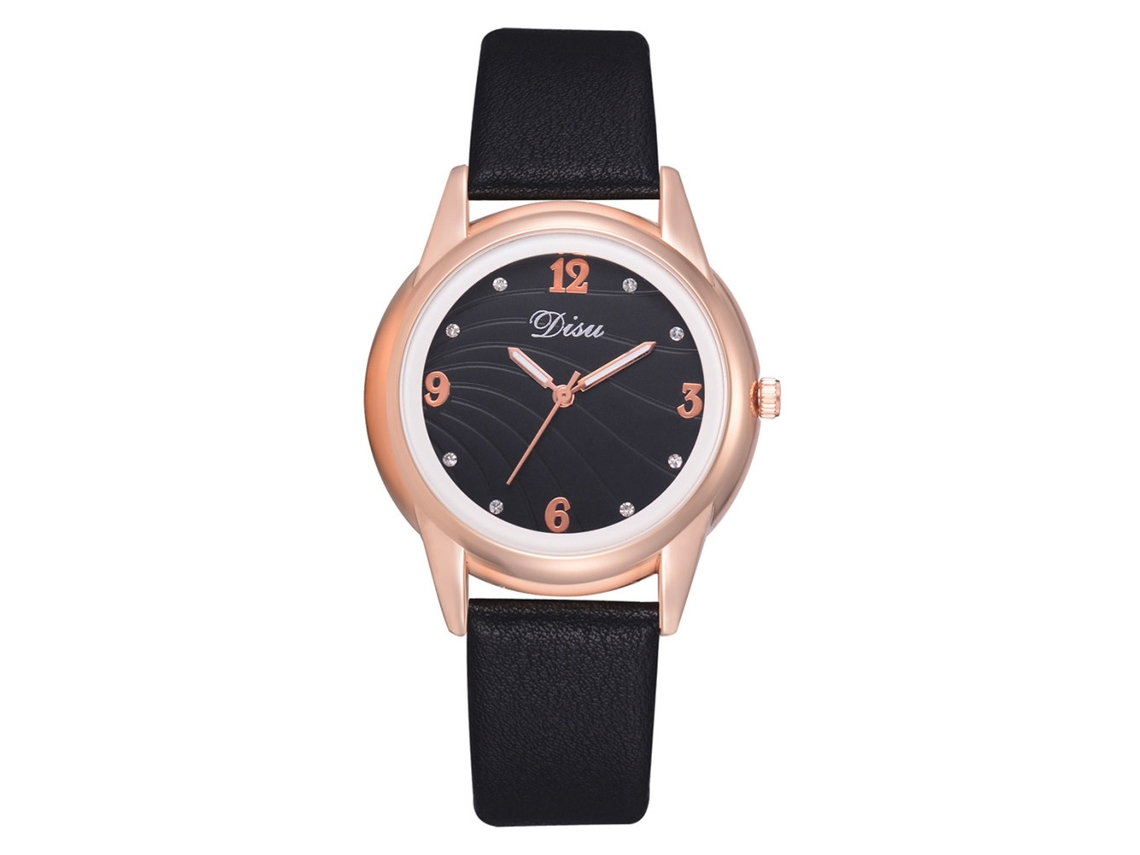Relógio de Pulso de Quartzo Fashion Simples Pulseira de Couro Pu Estilo Negócio Redondo