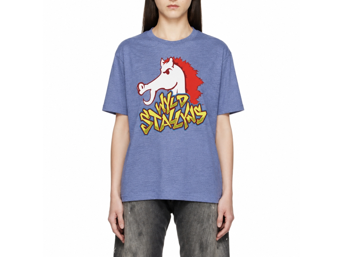 Rockinstone Bill And Ted Stallyns Heather Light Blue Adult T-shirt Size:s