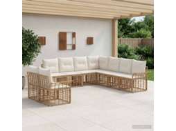 Vidaxl Conjunto De Sofás Para Exterior 9 Unid. Natural E Branco Creme
