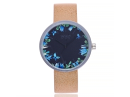 Relógio Feminino de Pulsera Pu com Design de Impressão Liga Quartzo Casual Bege