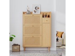 Sapateira Rattan 90x125x17cm, 3 Portas Basculantes, 1 Gaveta.-xm