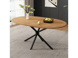 Mesa de jantar oval moderna de 120x80 cm com pés de metal resistentes para 4 a 6 pessoas em estilo simples e natural para sua sala de jantar.