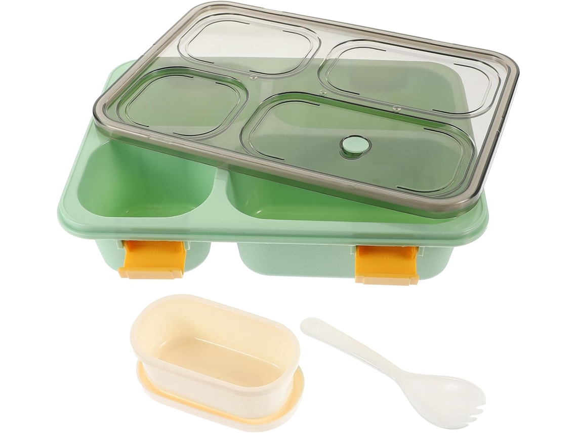 Recipiente Para Alimentos Dividido Em Pp Verde, 1300ml, Reutilizável E Compacto