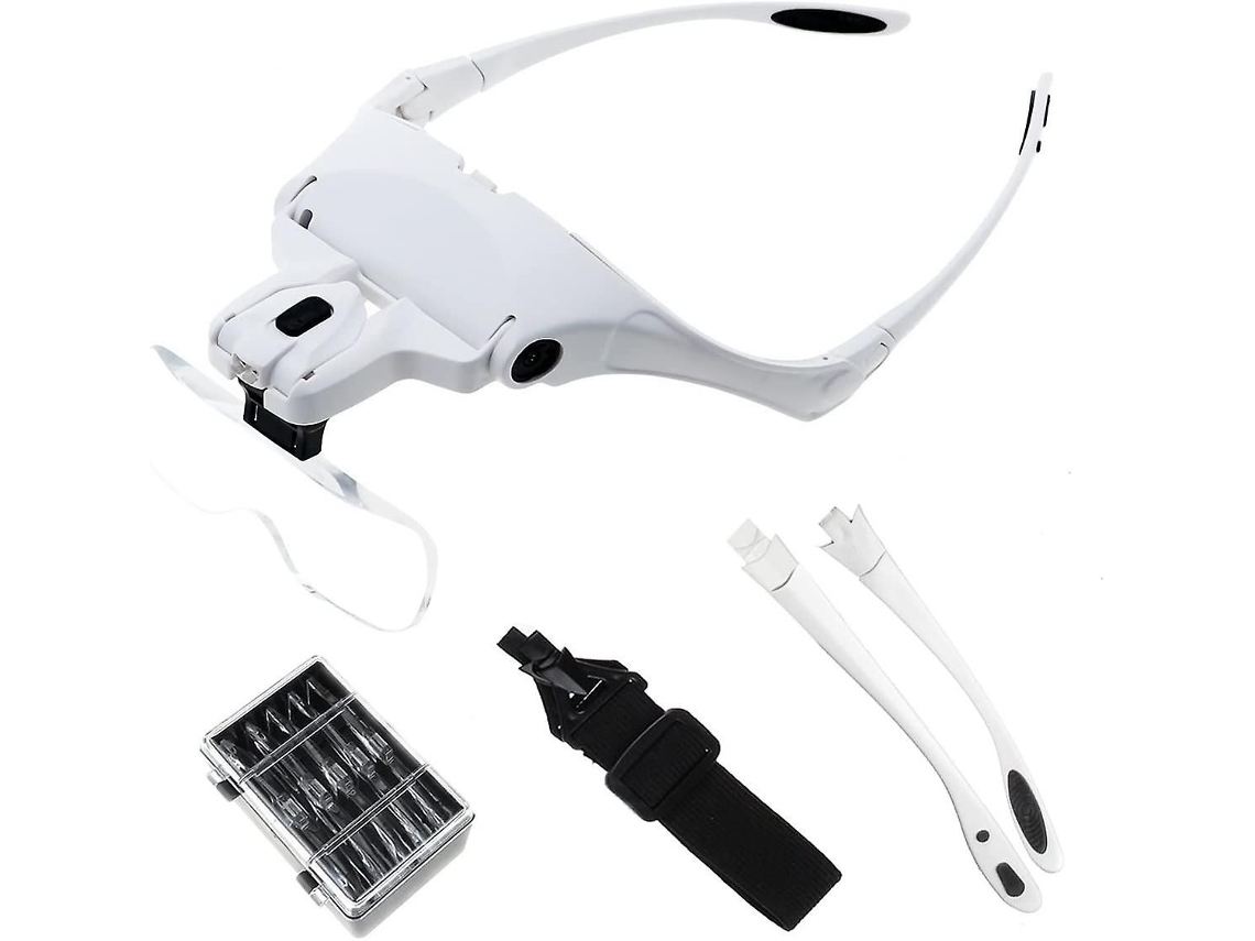 Lupa Com 2 Leds, Frontal Iluminada, 5 Lentes Destacáveis