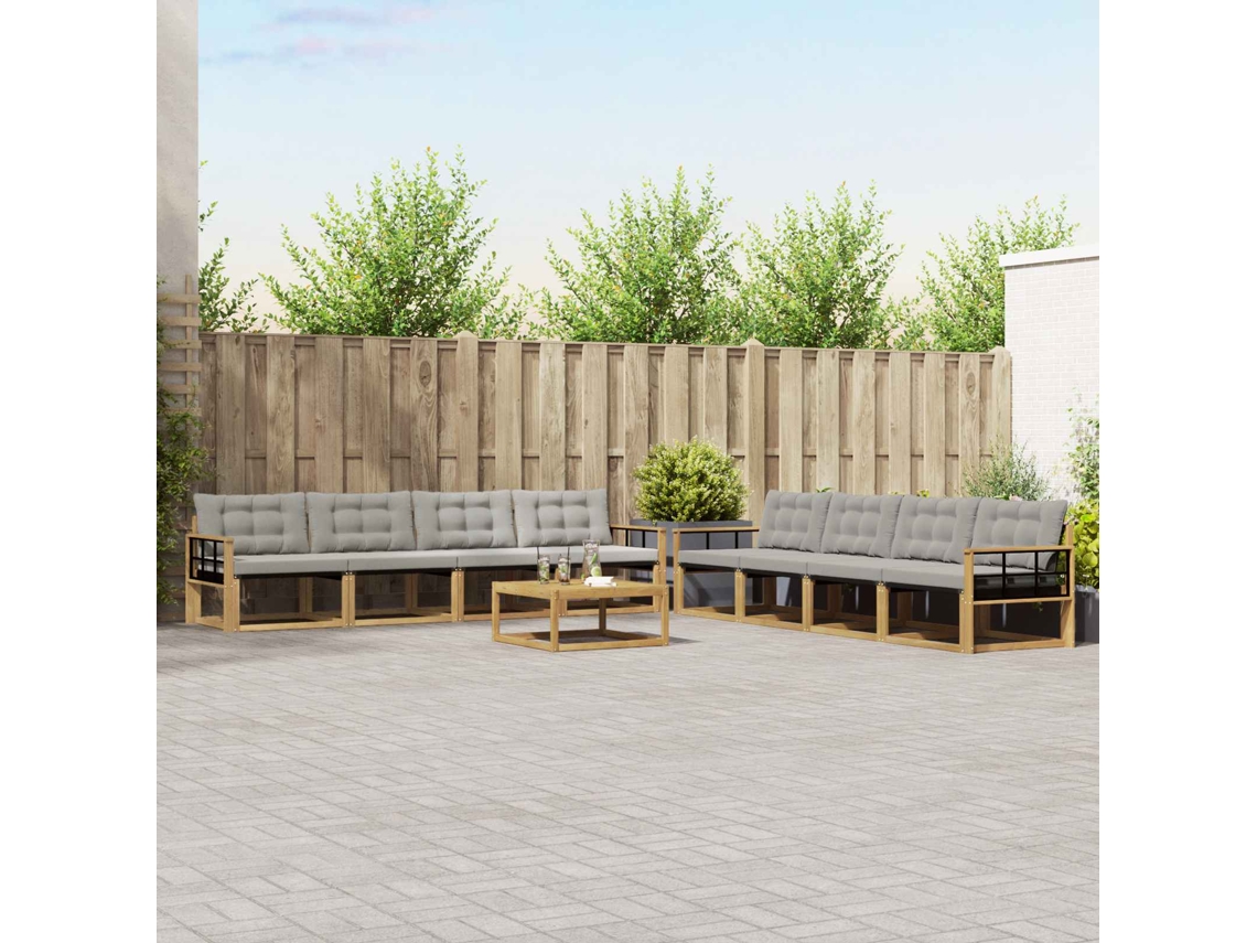 Vidaxl Conjunto De Sofás Para Exterior 9 Unid. Branco E Cinzento-claro