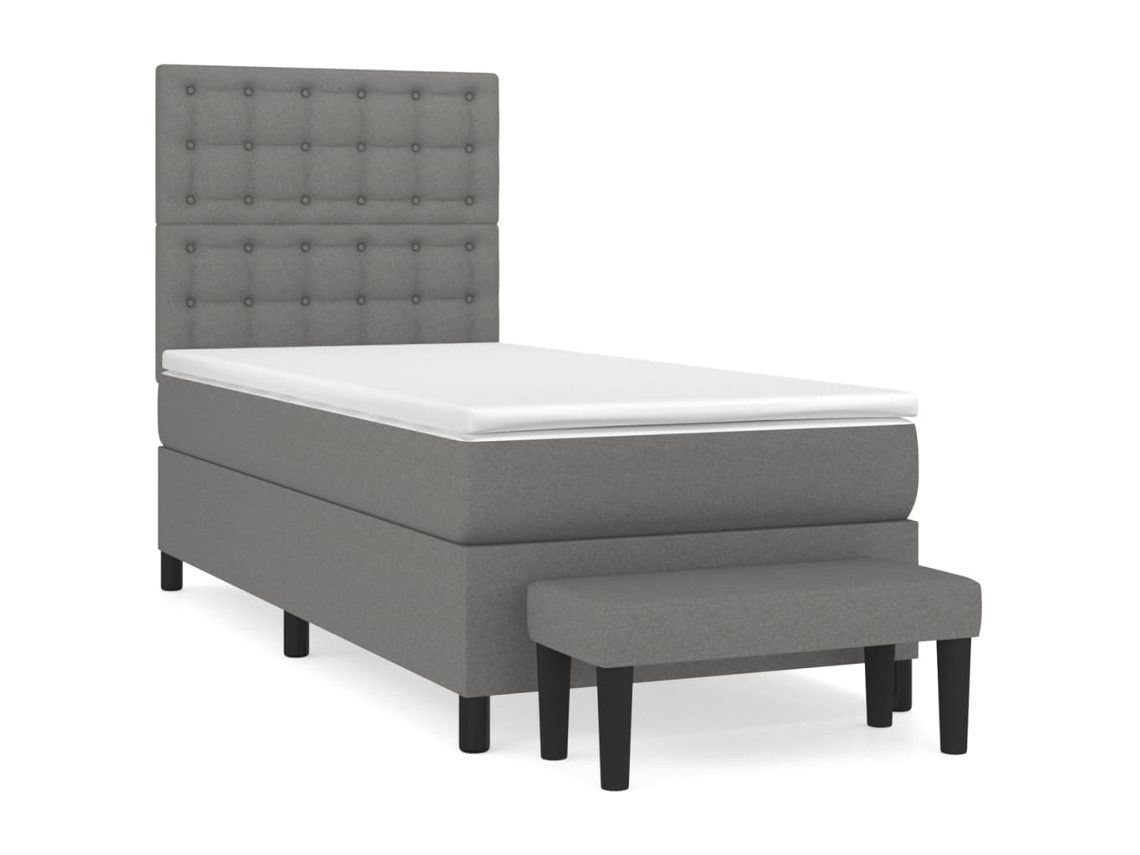 Cama com Molas/colchão 100x200 Cm Tecido Cinza escuro MAISON EXCLUSIVE