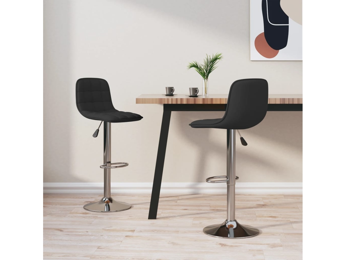 Vidaxl Bancos De Bar 2 Pcs Tecido Preto