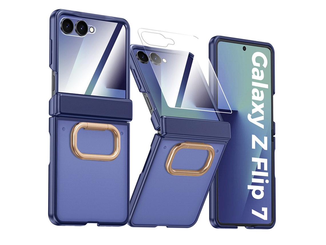 Capa Para Samsung Galaxy Z Flip 7 Anel Protetor Ecrã Total Azul Czhhmart
