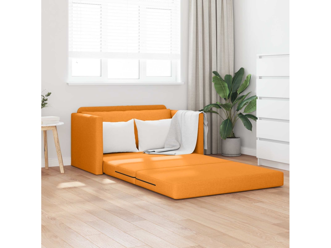 Vidaxl Sofá-cama 110cm Amarelo Escuro Tecido