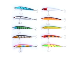 10pcs Iscas de Pesca Coloridas 95mm Crankbaits com Anzóis Afiados