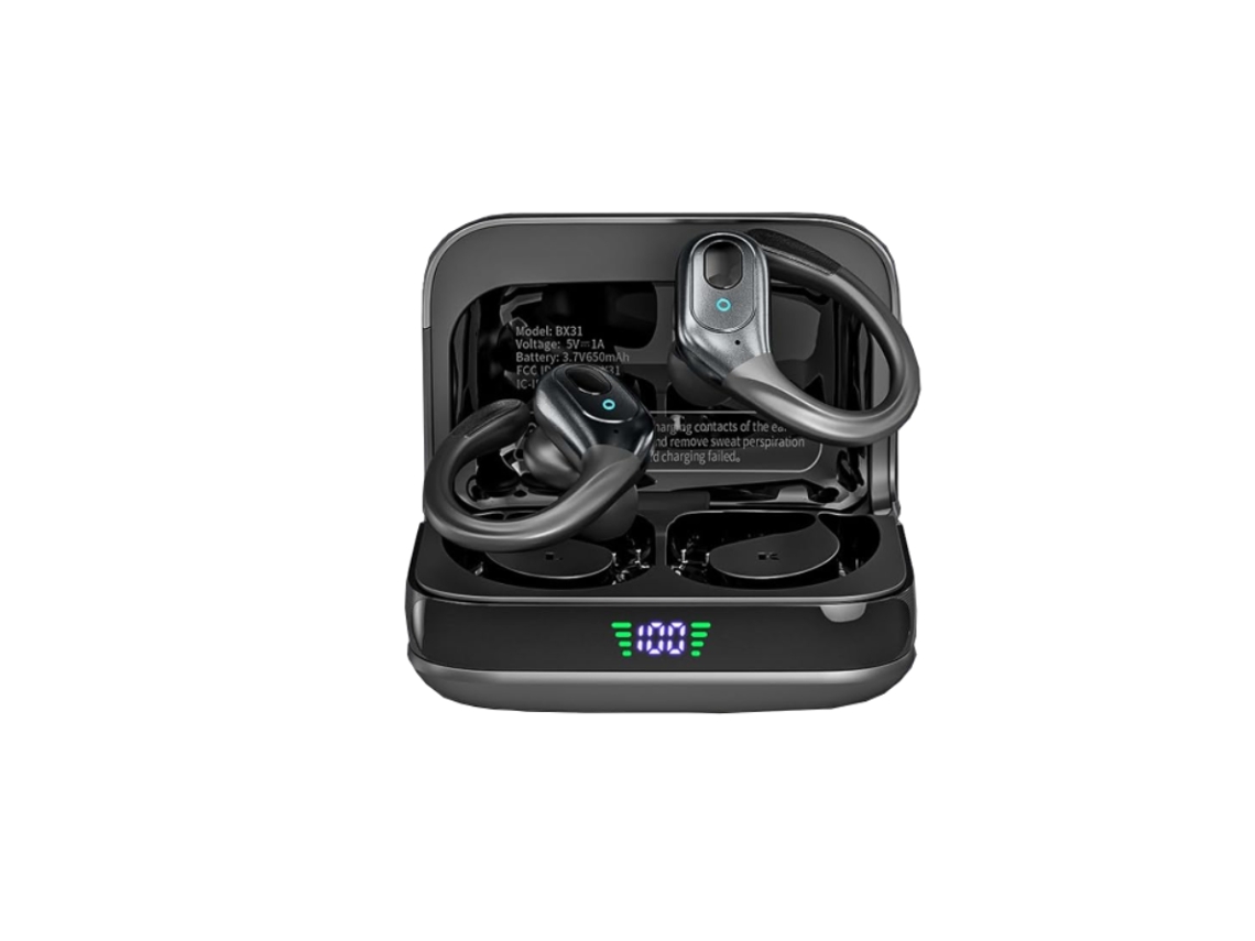 Fones de Ouvido Bx31 Bluetooth 5.3, 75 Horas de Reprodução, Ipx7 À Prova D'água, Fones de Ouvido Sem Fio para Esportes, Ios/android JIAPEI (preto)