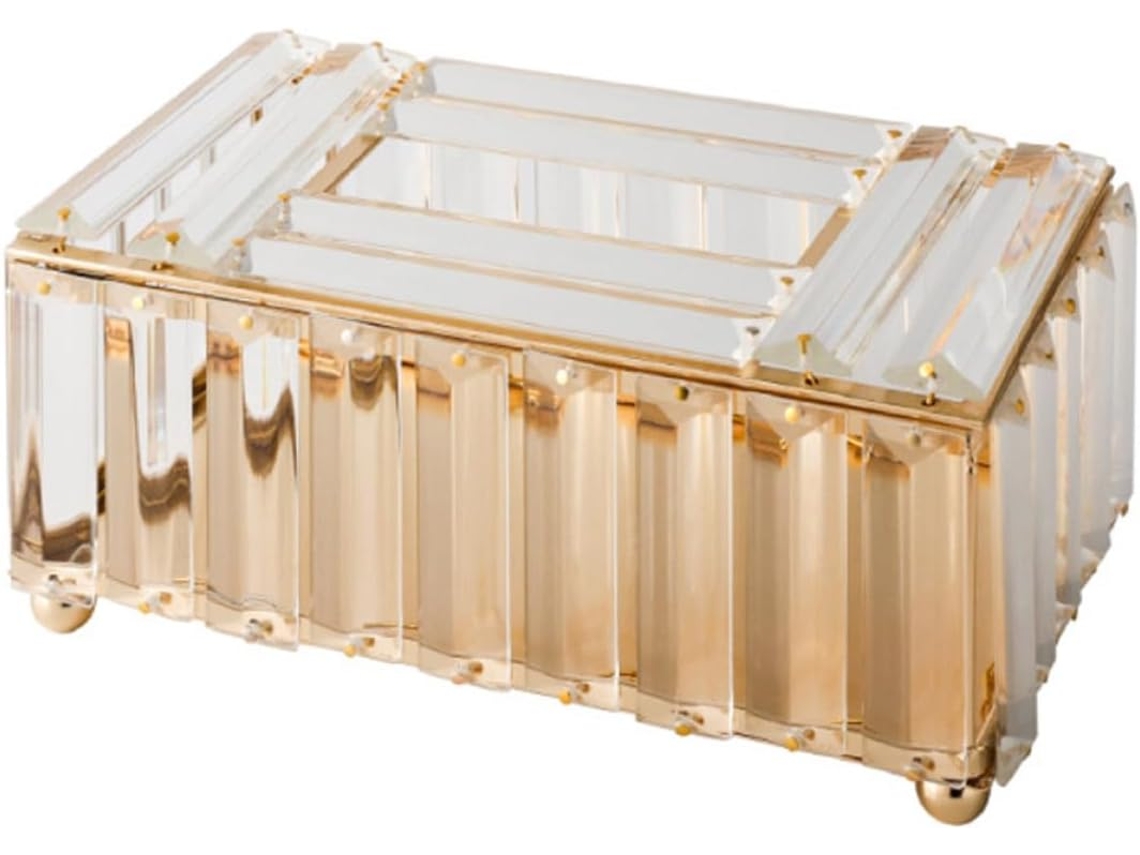 Porta lenços de Cristal Branco e Dourado CHABERLU