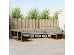 Vidaxl Conjunto De Sofás Para Exterior 9 Pcs Cinza Natural E Claro