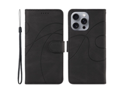Capa Em Couro Pu, Com Suporte Para Apple Iphone 16 Pro Max - Preto