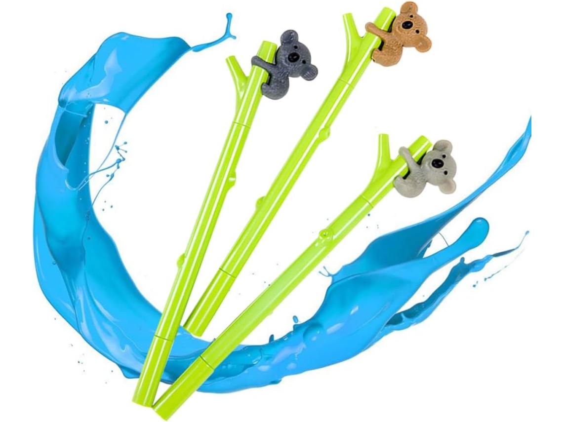 Conjunto De 3 Canetas Gel Com Estampa Urso Koala: Escrita Suave, Tinta